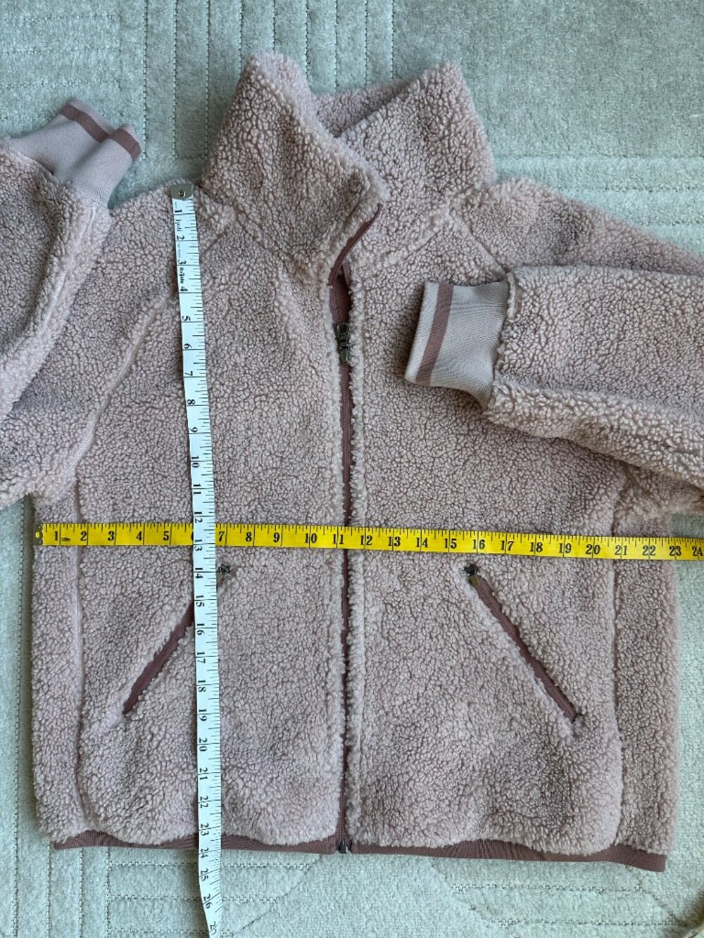 JOY LAB Women’s XL Blush Pink Sherpa Fleece Full Zip Teddy Jacket Cozy - Picture 9 of 13